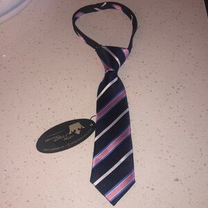 Littlest Prince Couture Navy and Pink Stripe 9-24 Months Zipper Tie